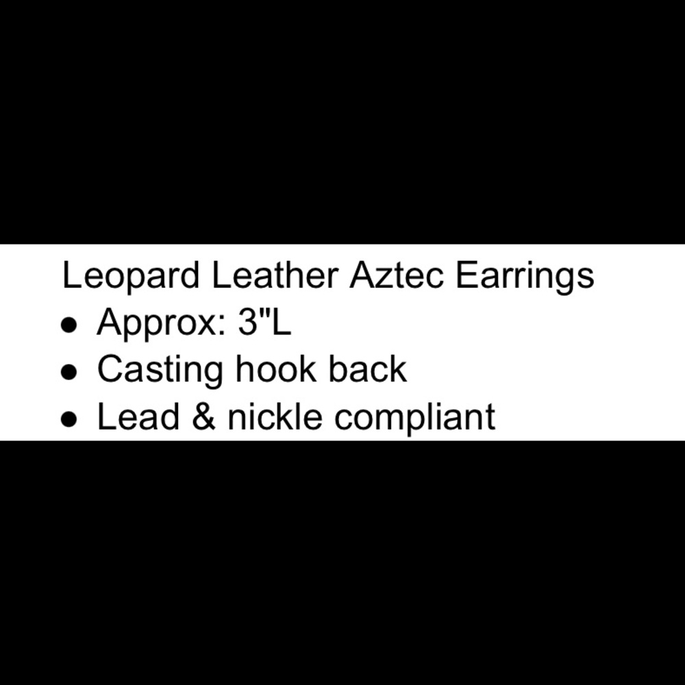 Leopard leather Aztec earrings - Picture 2 of 2